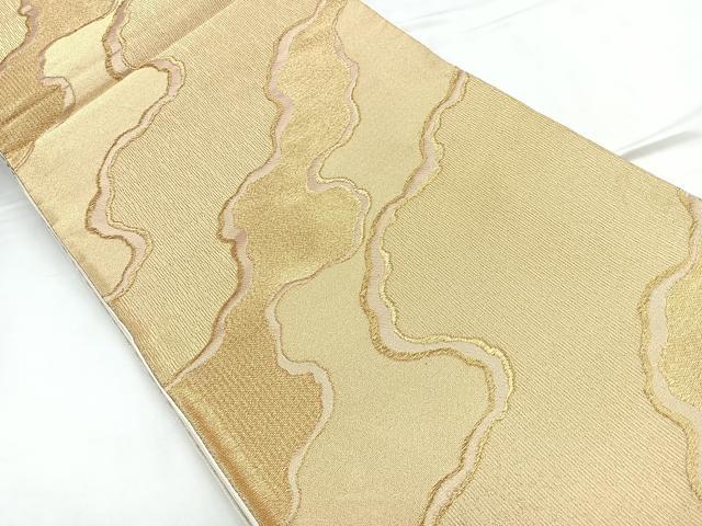 平和屋着物◎六通柄袋帯 霞文 金糸 正絹 逸品 CABC1969nb