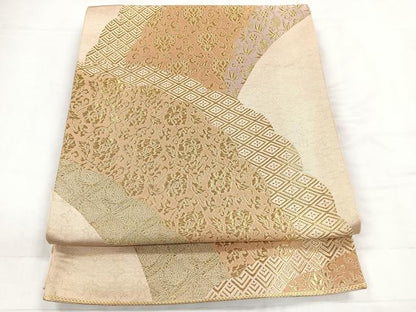 平和屋着物◎六通柄袋帯 吉祥花文 金糸 正絹 逸品 CABC1970nb