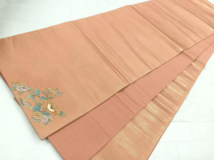 平和屋着物◎六通柄袋帯 螺鈿 ワンポイント 霞文 正絹 逸品 CABC1972nb