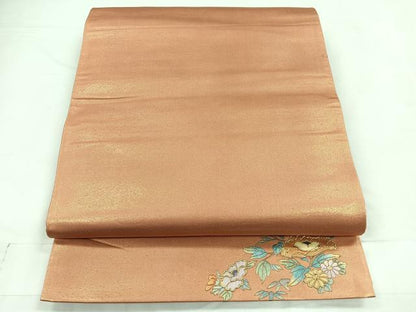 平和屋着物◎六通柄袋帯 螺鈿 ワンポイント 霞文 正絹 逸品 CABC1972nb