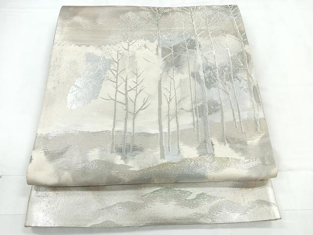 平和屋着物◎西陣 六通柄袋帯 樹林文 金銀糸 正絹 逸品 CABC1973nb
