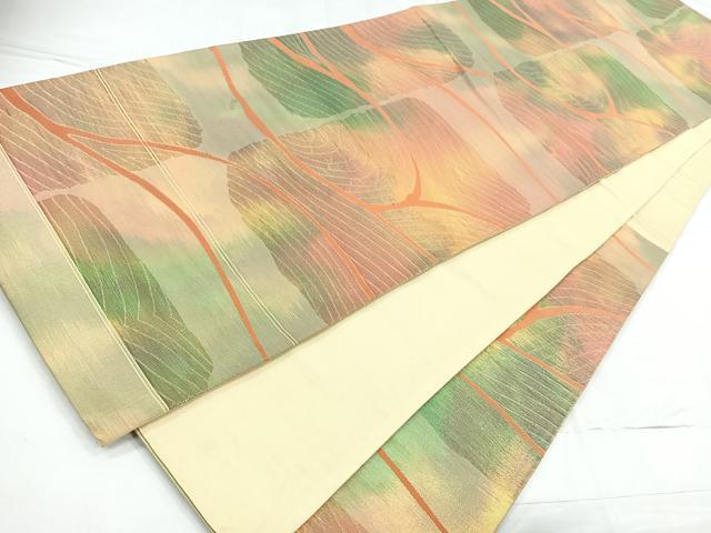 平和屋着物◎六通柄袋帯 幾何学文 引箔 正絹 逸品 CABC1982nb