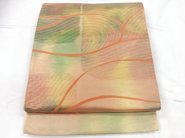 平和屋着物◎六通柄袋帯 幾何学文 引箔 正絹 逸品 CABC1982nb