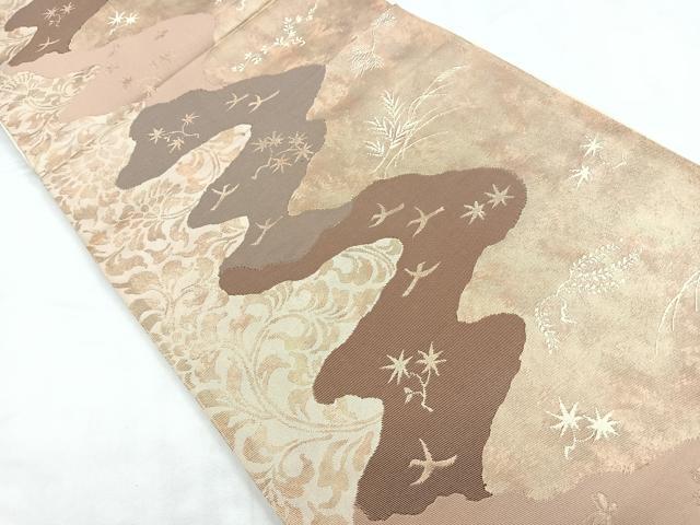 平和屋着物◎六通柄袋帯 道長花文 正絹 逸品 CABC1983nb