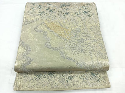 平和屋着物◎六通柄袋帯 京名所 光悦寺 銀糸 正絹 逸品 CABC1986nb