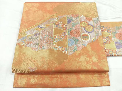 平和屋着物◎九寸名古屋帯 唐織 鳳凰花文 金銀糸 正絹 逸品 CABC1991nb