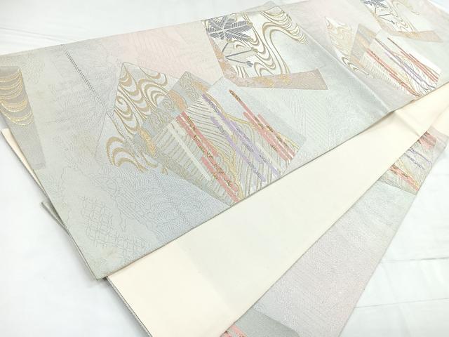 平和屋着物◎六通柄袋帯 色紙重ね文 金銀糸 正絹 逸品 CABC1996nb