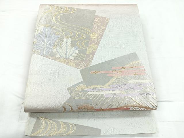 平和屋着物◎六通柄袋帯 色紙重ね文 金銀糸 正絹 逸品 CABC1996nb