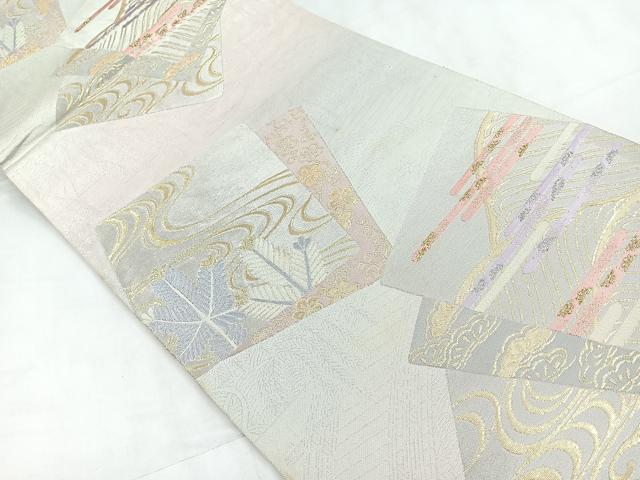 平和屋着物◎六通柄袋帯 色紙重ね文 金銀糸 正絹 逸品 CABC1996nb