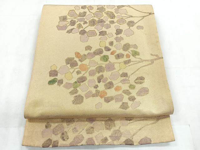 平和屋着物◎六通柄袋帯 枝花文 金彩 正絹 逸品 CABC2000nb