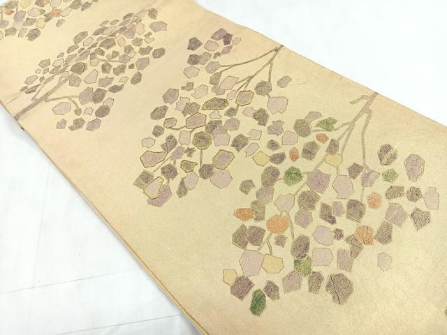 平和屋着物◎六通柄袋帯 枝花文 金彩 正絹 逸品 CABC2000nb