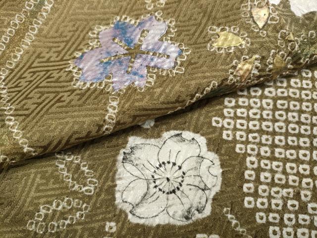 平和屋着物○訪問着 辻が花 絞り 金彩 正絹 逸品 CABC2001ut