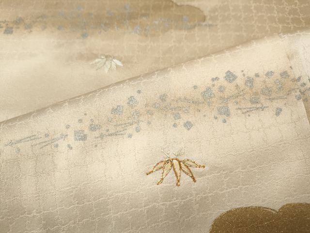 平和屋着物●訪問着　駒刺繍　雲取り笹文　暈し染め　金銀彩　正絹　逸品　未使用　CABC2003ut 平和屋着物○訪問着 駒刺繍 雲取り笹文 暈し染め 金銀