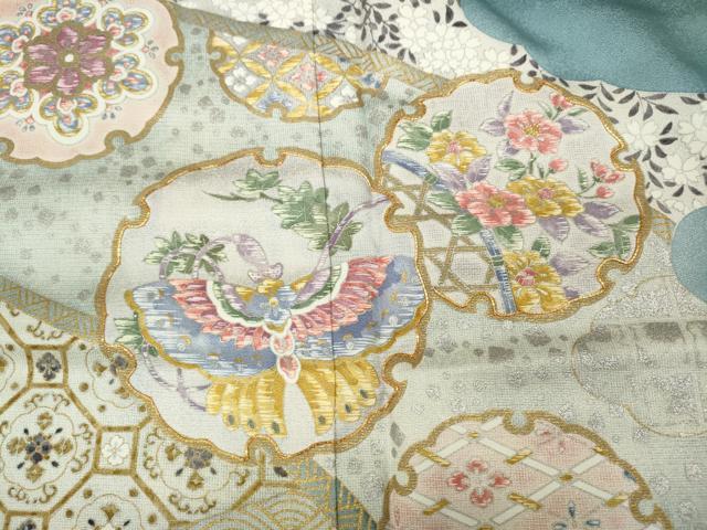 平和屋着物●伝統工芸士　更清　訪問着　駒刺繍　雲取り雪輪花蝶文　暈し染め　金彩　ロング丈　正絹　逸品　未使用　CABC2005ut