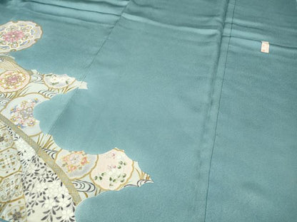 平和屋着物●伝統工芸士　更清　訪問着　駒刺繍　雲取り雪輪花蝶文　暈し染め　金彩　ロング丈　正絹　逸品　未使用　CABC2005ut
