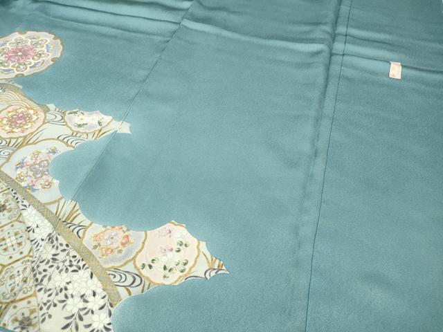 平和屋着物●伝統工芸士　更清　訪問着　駒刺繍　雲取り雪輪花蝶文　暈し染め　金彩　ロング丈　正絹　逸品　未使用　CABC2005ut