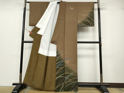 平和屋着物●染色作家　斉藤三才　訪問着　舞蝶文　暈し染め　金彩　正絹　逸品　CABC2006ut
