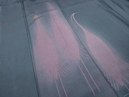 平和屋着物●世界的人形師　辻村寿三郎　ジュサブロー　訪問着　刺繍　鷺　正絹　逸品　CABC2008ut