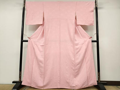 平和屋着物●上質な色無地　舞花地紋　鴇色　正絹　逸品　CABC2009ut