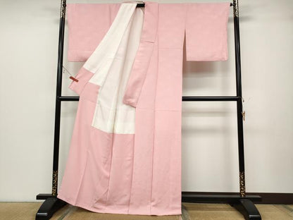 平和屋着物●上質な色無地　舞花地紋　鴇色　正絹　逸品　CABC2009ut