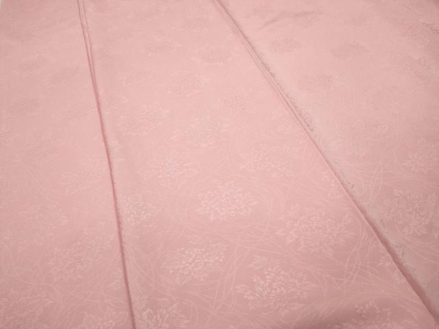 平和屋着物●上質な色無地　舞花地紋　鴇色　正絹　逸品　CABC2009ut