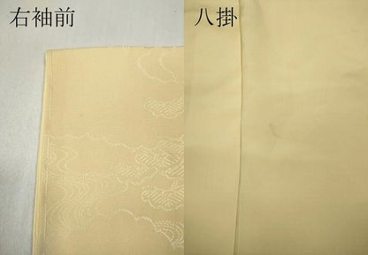 平和屋着物●上質な色無地　風景草花地紋　蜂蜜色　正絹　逸品　未使用　CABC2010ut