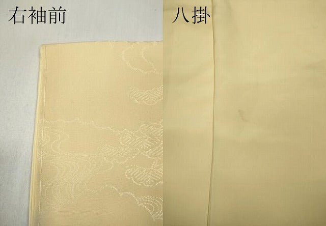 平和屋着物●上質な色無地　風景草花地紋　蜂蜜色　正絹　逸品　未使用　CABC2010ut