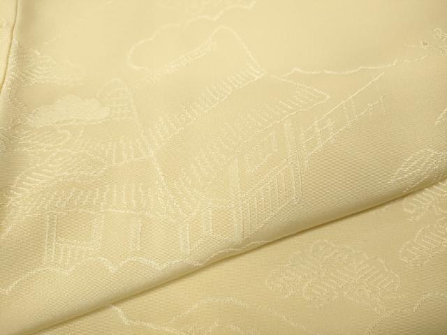 平和屋着物●上質な色無地　風景草花地紋　蜂蜜色　正絹　逸品　未使用　CABC2010ut