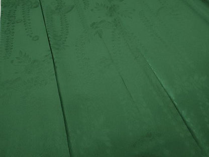 平和屋着物●上質な色無地　扇面花地紋　緑青色　正絹　逸品　CABC2012ut