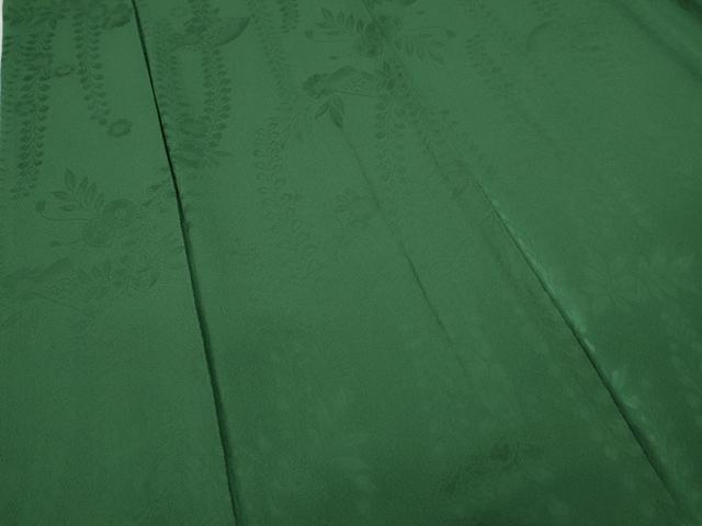 平和屋着物●上質な色無地　扇面花地紋　緑青色　正絹　逸品　CABC2012ut