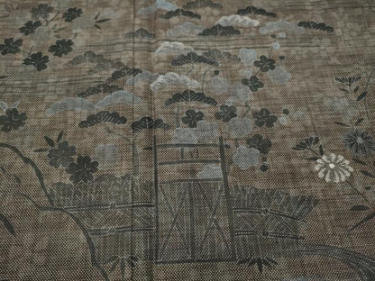平和屋着物●本場大島紬　訪問着　刺繍　9マルキ　風景流水花文　正絹　逸品　未使用　CABC2013ut