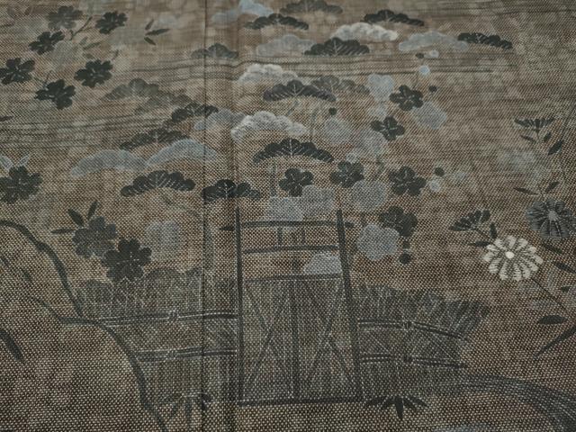 平和屋着物●本場大島紬　訪問着　刺繍　9マルキ　風景流水花文　正絹　逸品　未使用　CABC2013ut