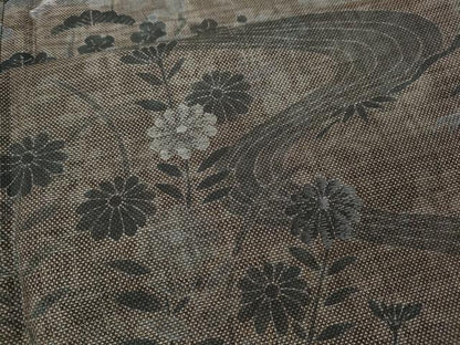 平和屋着物●本場大島紬　訪問着　刺繍　9マルキ　風景流水花文　正絹　逸品　未使用　CABC2013ut