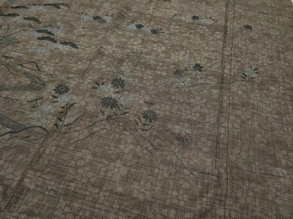 平和屋着物●本場大島紬　訪問着　刺繍　9マルキ　風景流水花文　正絹　逸品　未使用　CABC2013ut