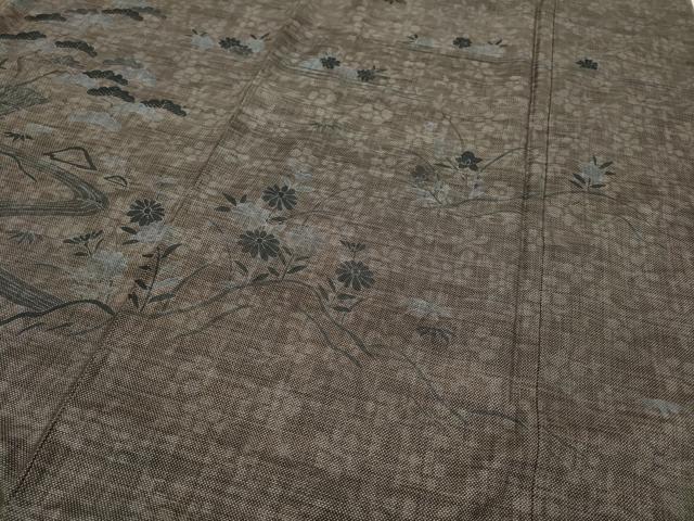 平和屋着物●本場大島紬　訪問着　刺繍　9マルキ　風景流水花文　正絹　逸品　未使用　CABC2013ut