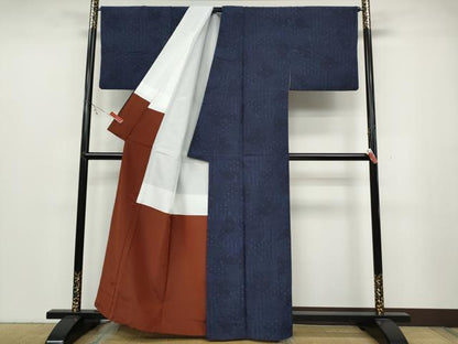 平和屋着物●結城紬　切嵌吉祥文　正絹　逸品　CABC2018ut