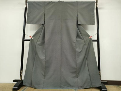 平和屋着物●江戸小紋　角通し　黒地　洗える着物　未使用　CABC2020ut