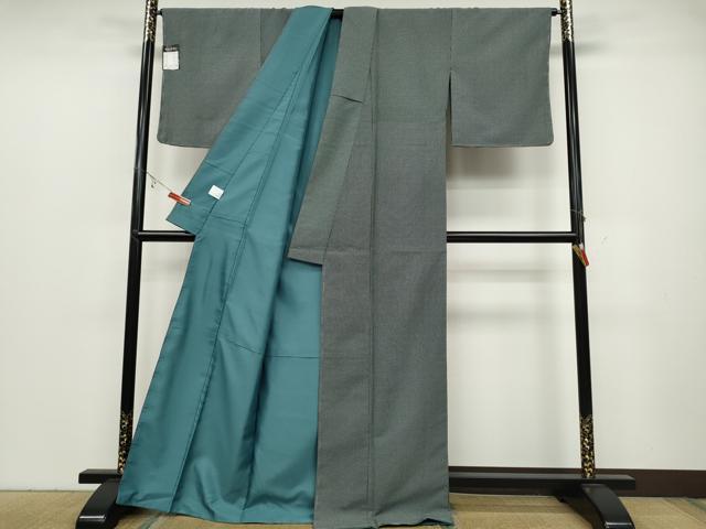 平和屋着物●江戸小紋　角通し　黒地　洗える着物　未使用　CABC2020ut
