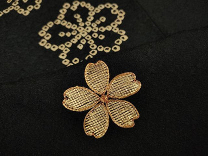 平和屋着物●訪問着　竹屋町刺繍　駒刺繍　舞桜文　黒地　金彩　正絹　逸品　CABC2022ut