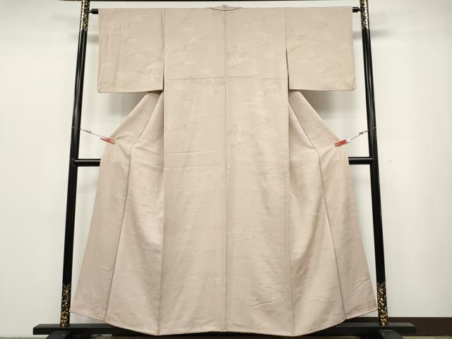 平和屋着物●上質な色無地 風景草花地紋 肌色 正絹 逸品 CABC2023ut