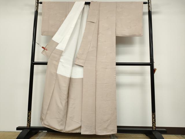 平和屋着物●上質な色無地 風景草花地紋 肌色 正絹 逸品 CABC2023ut