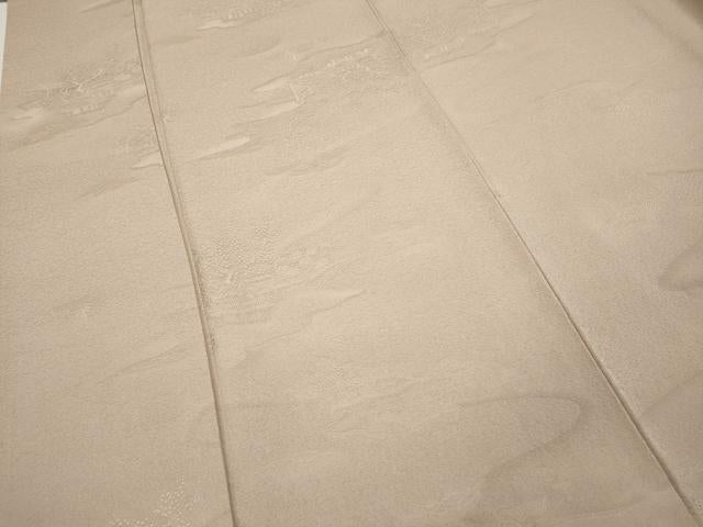 平和屋着物●上質な色無地 風景草花地紋 肌色 正絹 逸品 CABC2023ut