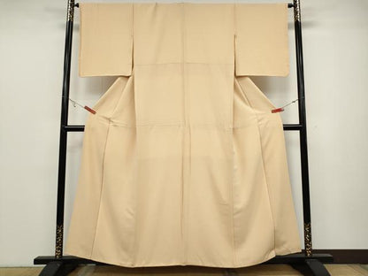平和屋着物●上質な色無地　吉祥地紋　雄黄色　正絹　逸品　CABC2027ut