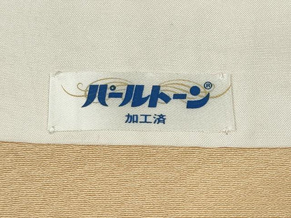 平和屋着物●上質な色無地　吉祥地紋　雄黄色　正絹　逸品　CABC2027ut