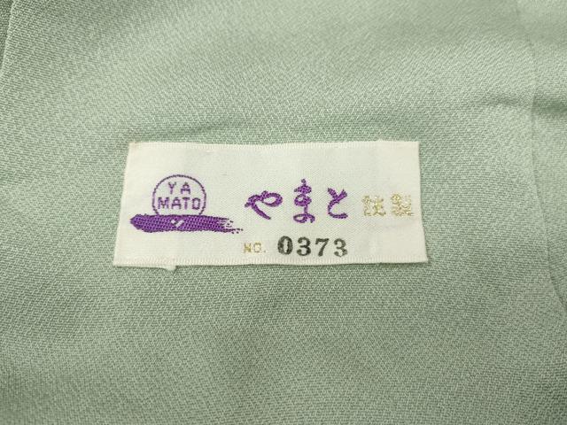 平和屋着物●本加賀友禅作家　柿本市郎監修　色無地　草花地紋　白緑色　やまと誂製　正絹　逸品　CABC2028ut