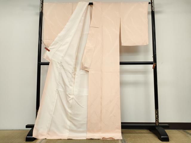 平和屋着物●上質な色無地　熨斗吉祥地紋　洗柿色　ロング丈　正絹　逸品　CABC2030ut 平和屋着物○上質な色無地 熨斗吉祥地紋 洗柿色 ロング丈 正絹 逸品