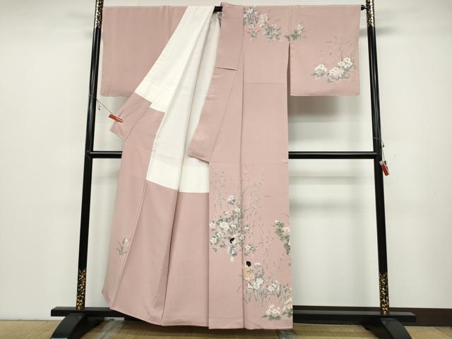 平和屋着物●訪問着 友禅 作家物 童子遊び 草花文 正絹 逸品 CABC2031ut
