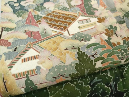 平和屋着物●本加賀友禅作家 柿本市郎 黒留袖 風景草花文 正絹 逸品 CABC2032ut
