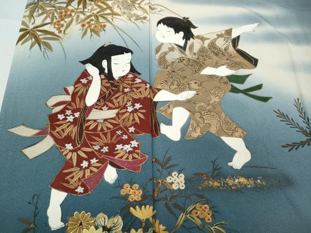 平和屋着物●豪華色留袖 作家物 手描き 童子遊び 暈し染め 金彩 正絹 逸品 CABC2034ut