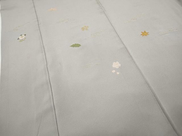 平和屋着物●訪問着 総刺繍 流水草花文 金糸 正絹 逸品 CABC2035ut